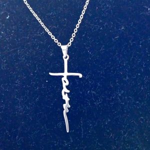 Silvery cross necklace